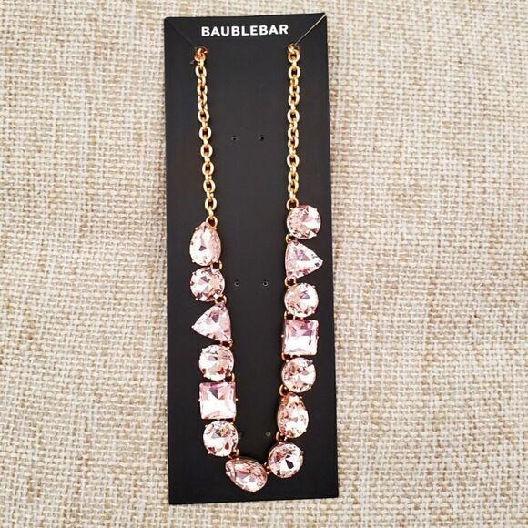 NEW! BaubleBar Multi Shape Large Pink Rhinestones Collar Necklace - Picture 1 of 8